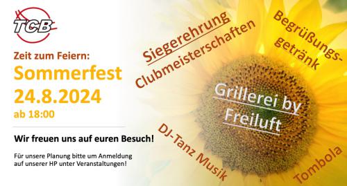SAVE THE DATE - TCB SOMMERFEST 24. August 2024 ab 18:00