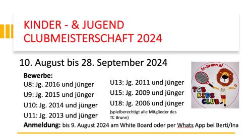 KINDER- UND JUGEND CLUBMEISTERSCHAFTEN 2024