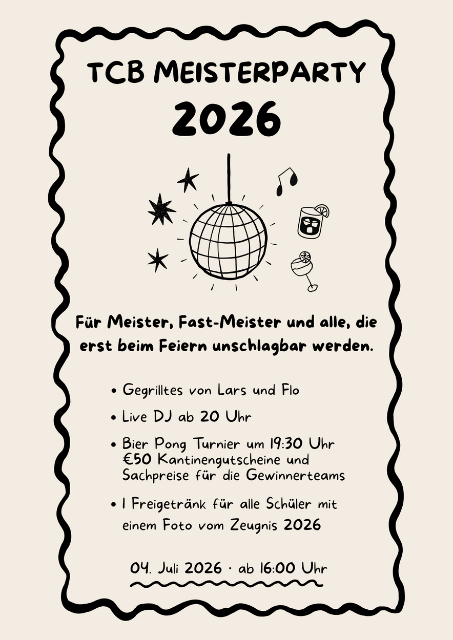 TCB Meisterparty 2026 | Samstag 04.07.2026